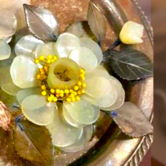 Antique Pair Of Carved Jade Candle Holder Jade Flower Candle Holders set of 2 - Picture 10 of 13